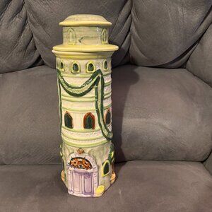 VTG 1990 Italian Style 13" Tall Spaghetti Canister/Lid-Multicolored Tower Design